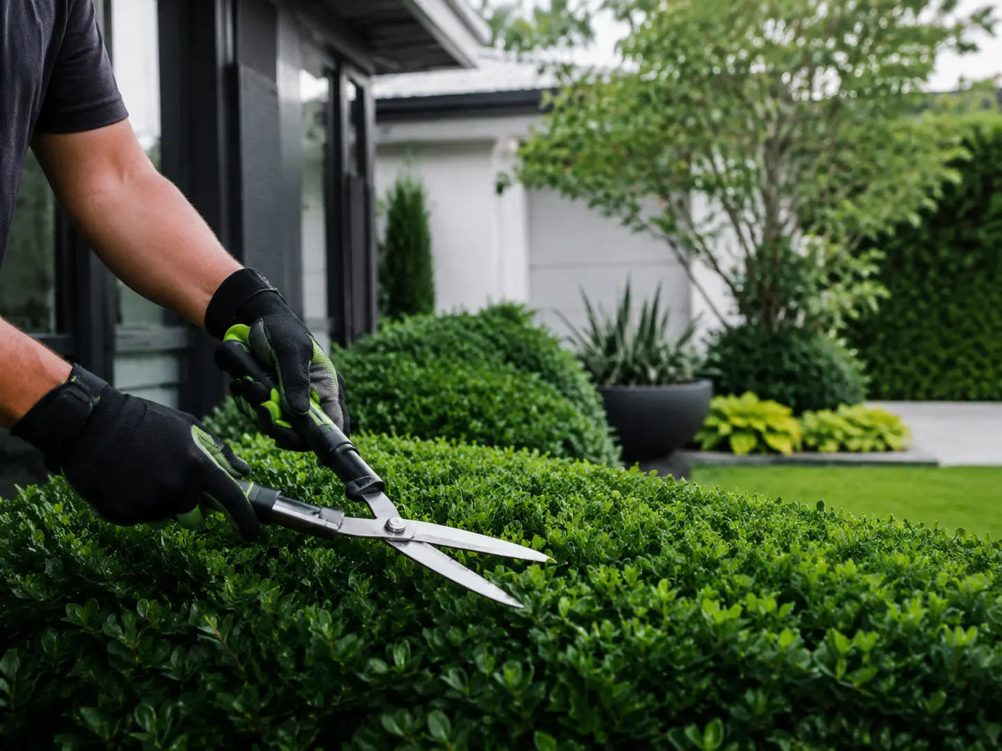 Careful garden and hedge maintenance